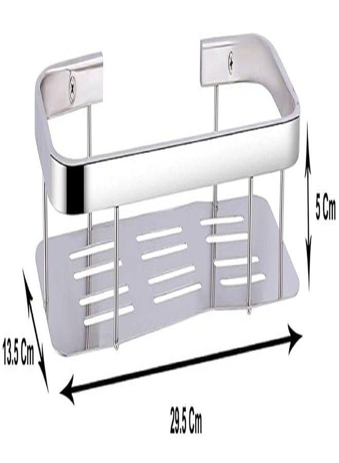 FOLX FBA71 304 Stainless Steel Wall Monted Bathroom Shelf Organizer/Shelf for Bathroom/Kitchen Shelves/Wall - Chrome (1, Rectangle Shelf) - Image 5